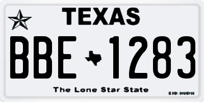 TX license plate BBE1283