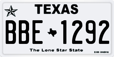 TX license plate BBE1292