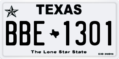 TX license plate BBE1301