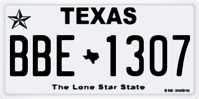 TX license plate BBE1307