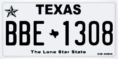 TX license plate BBE1308