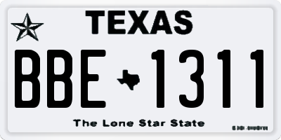 TX license plate BBE1311