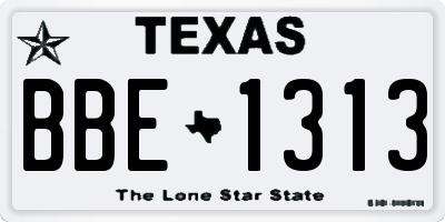TX license plate BBE1313