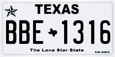TX license plate BBE1316