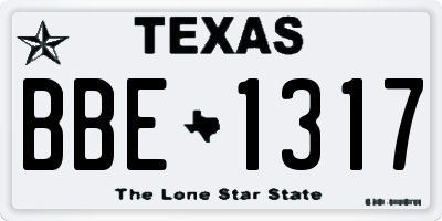 TX license plate BBE1317