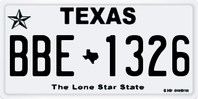 TX license plate BBE1326