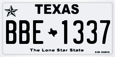TX license plate BBE1337