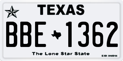TX license plate BBE1362