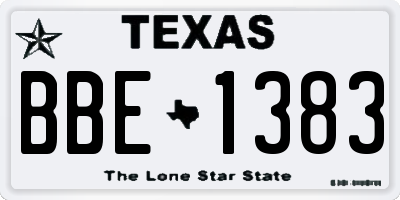 TX license plate BBE1383
