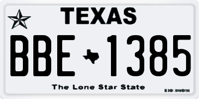 TX license plate BBE1385