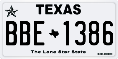 TX license plate BBE1386