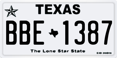 TX license plate BBE1387