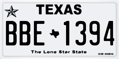 TX license plate BBE1394