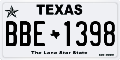 TX license plate BBE1398