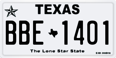 TX license plate BBE1401