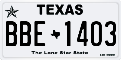 TX license plate BBE1403