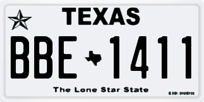 TX license plate BBE1411