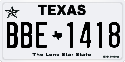 TX license plate BBE1418