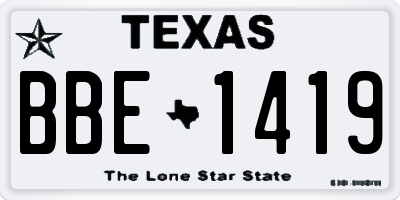 TX license plate BBE1419