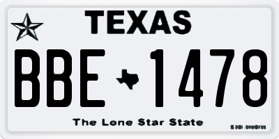 TX license plate BBE1478