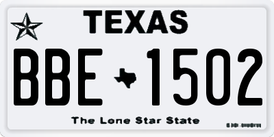 TX license plate BBE1502