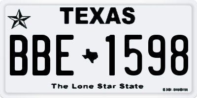 TX license plate BBE1598