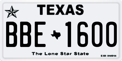 TX license plate BBE1600