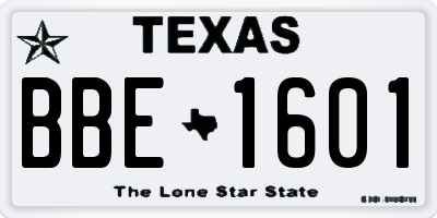 TX license plate BBE1601