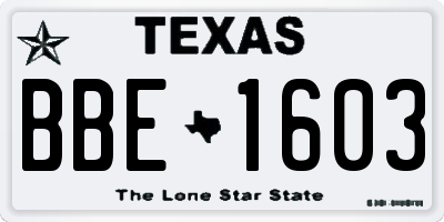 TX license plate BBE1603