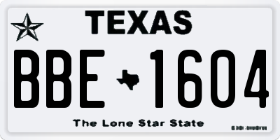 TX license plate BBE1604