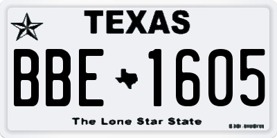 TX license plate BBE1605