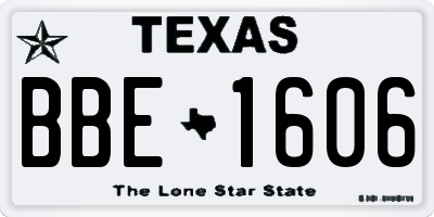 TX license plate BBE1606