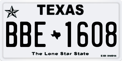 TX license plate BBE1608