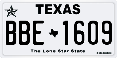 TX license plate BBE1609