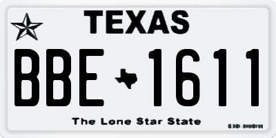 TX license plate BBE1611