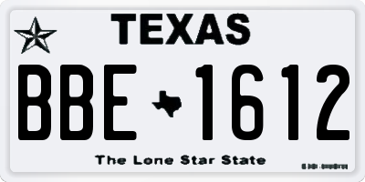 TX license plate BBE1612