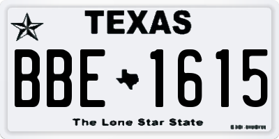 TX license plate BBE1615