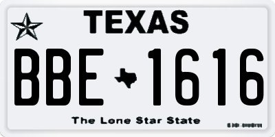 TX license plate BBE1616