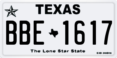 TX license plate BBE1617