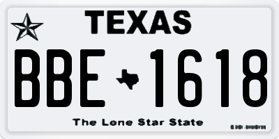 TX license plate BBE1618