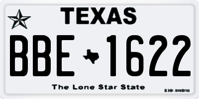 TX license plate BBE1622