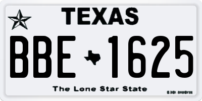 TX license plate BBE1625