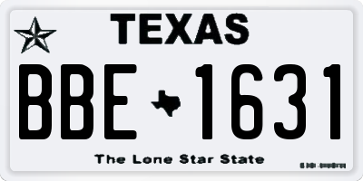 TX license plate BBE1631