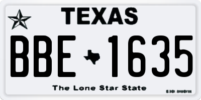 TX license plate BBE1635