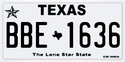 TX license plate BBE1636