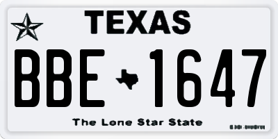 TX license plate BBE1647