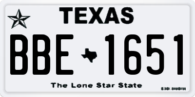 TX license plate BBE1651