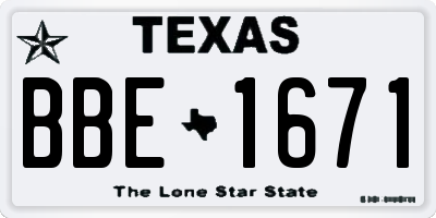 TX license plate BBE1671