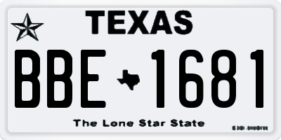 TX license plate BBE1681