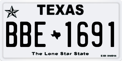 TX license plate BBE1691